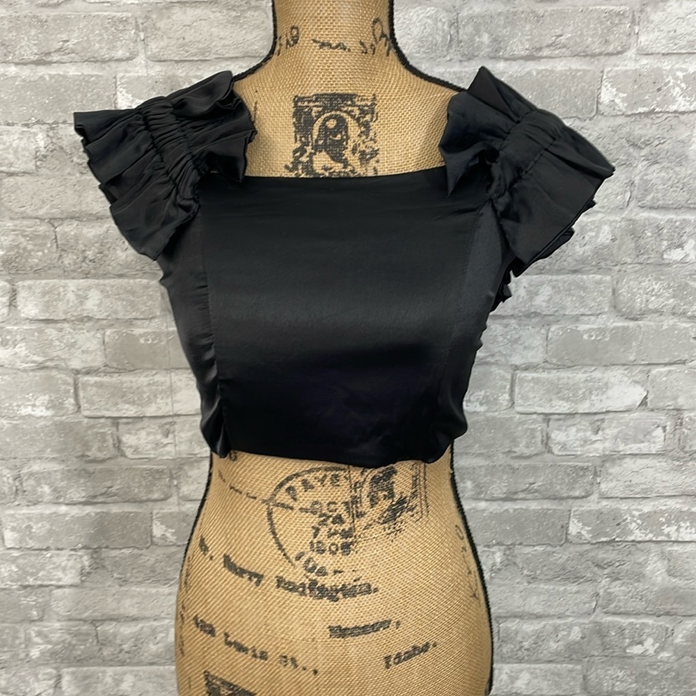 Girl Soul Black Crop Satin Top